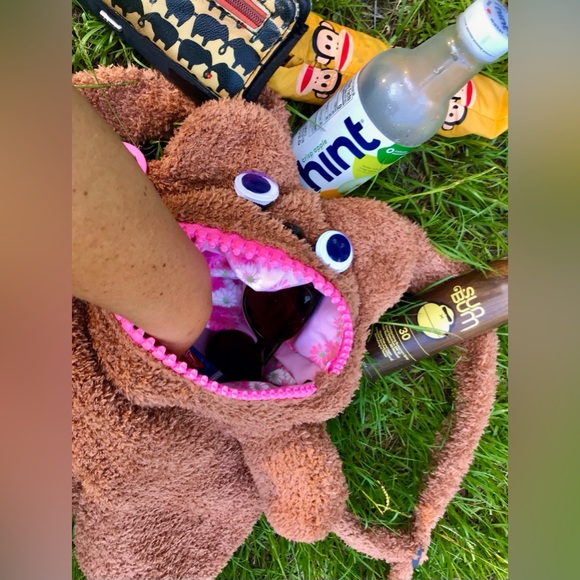 Handmade Knit Lined Fuzzy Bear Bunny Zipper Mouth Googly Eyes Backpack Bag OOAK - Picture 8 of 16